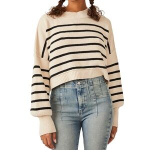 Free People Easy Street Stripe Rib Crop Sweater